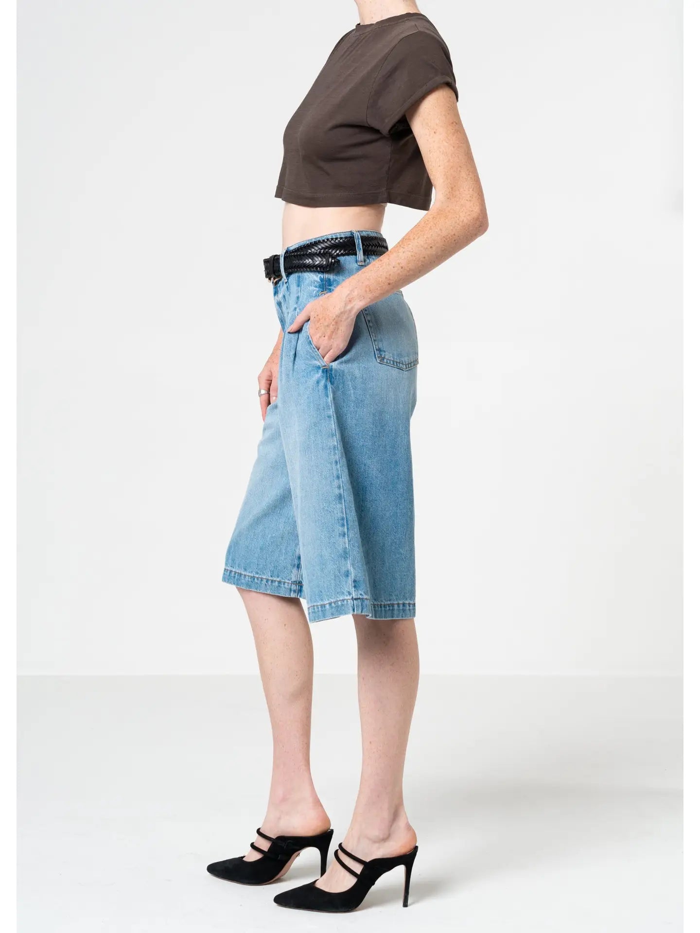 Sadie Pleated Denim Jorts