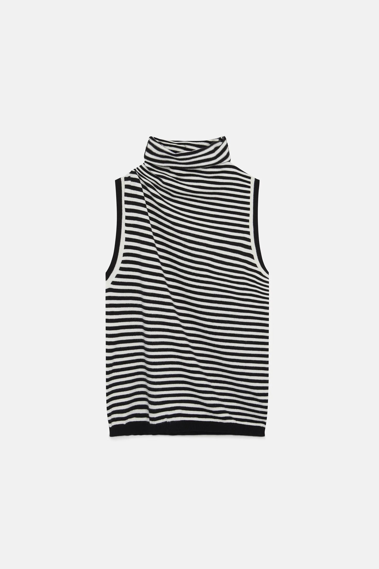 Sleeveless Knit Top With White Stripes By Wild Pony