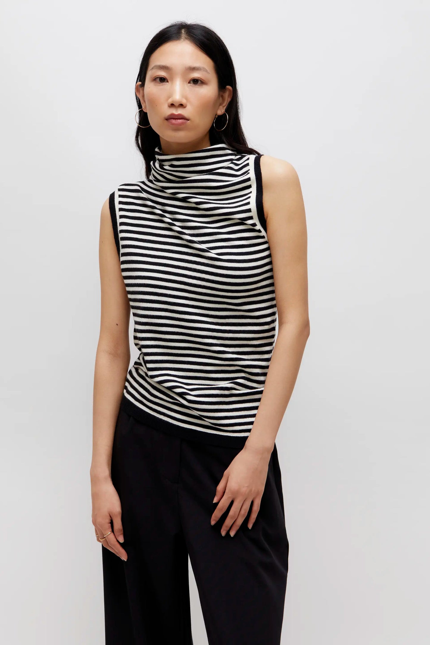 Sleeveless Knit Top With White Stripes By Wild Pony