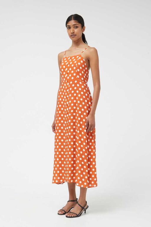 Orange & White Polka Dot Dress