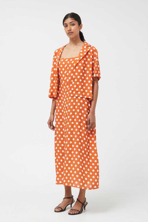 Orange & White Polka Dot Dress