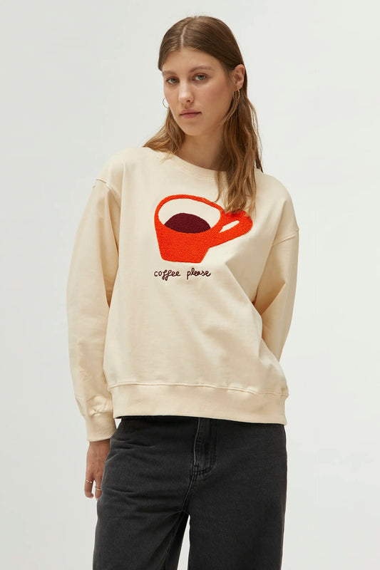 Cream White Coffee Please Sweatshirt