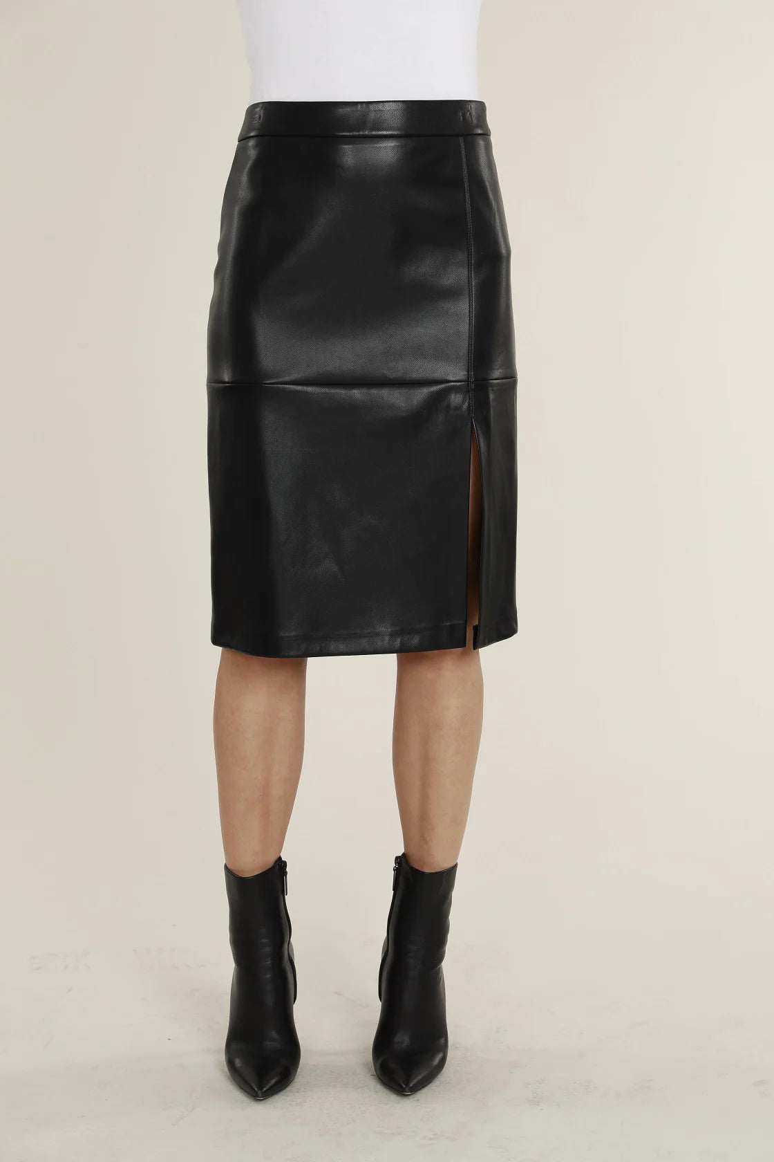 Black Vegan Leather Pencil Skirt