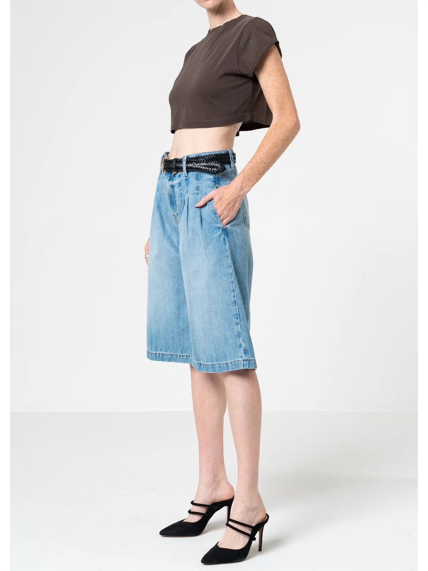 Sadie Pleated Denim Jorts