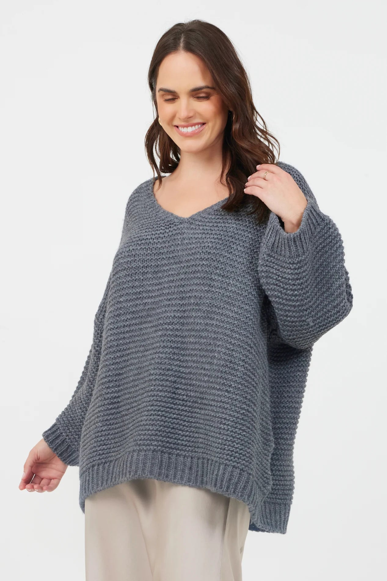 Freesia Chunky Wide Sleeve Knit Sweater By Suzy D London