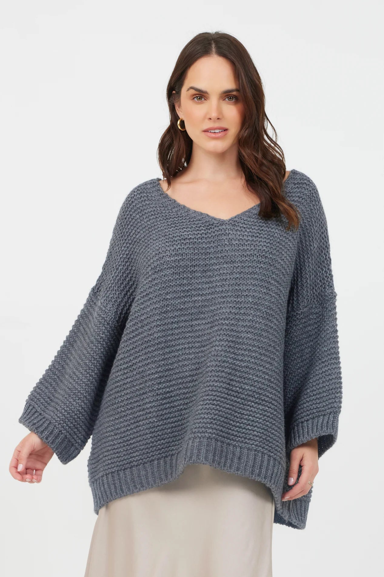 Freesia Chunky Wide Sleeve Knit Sweater By Suzy D London