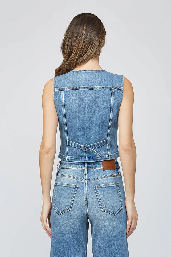 Rebel Medium Wash Fitted Denim Vest