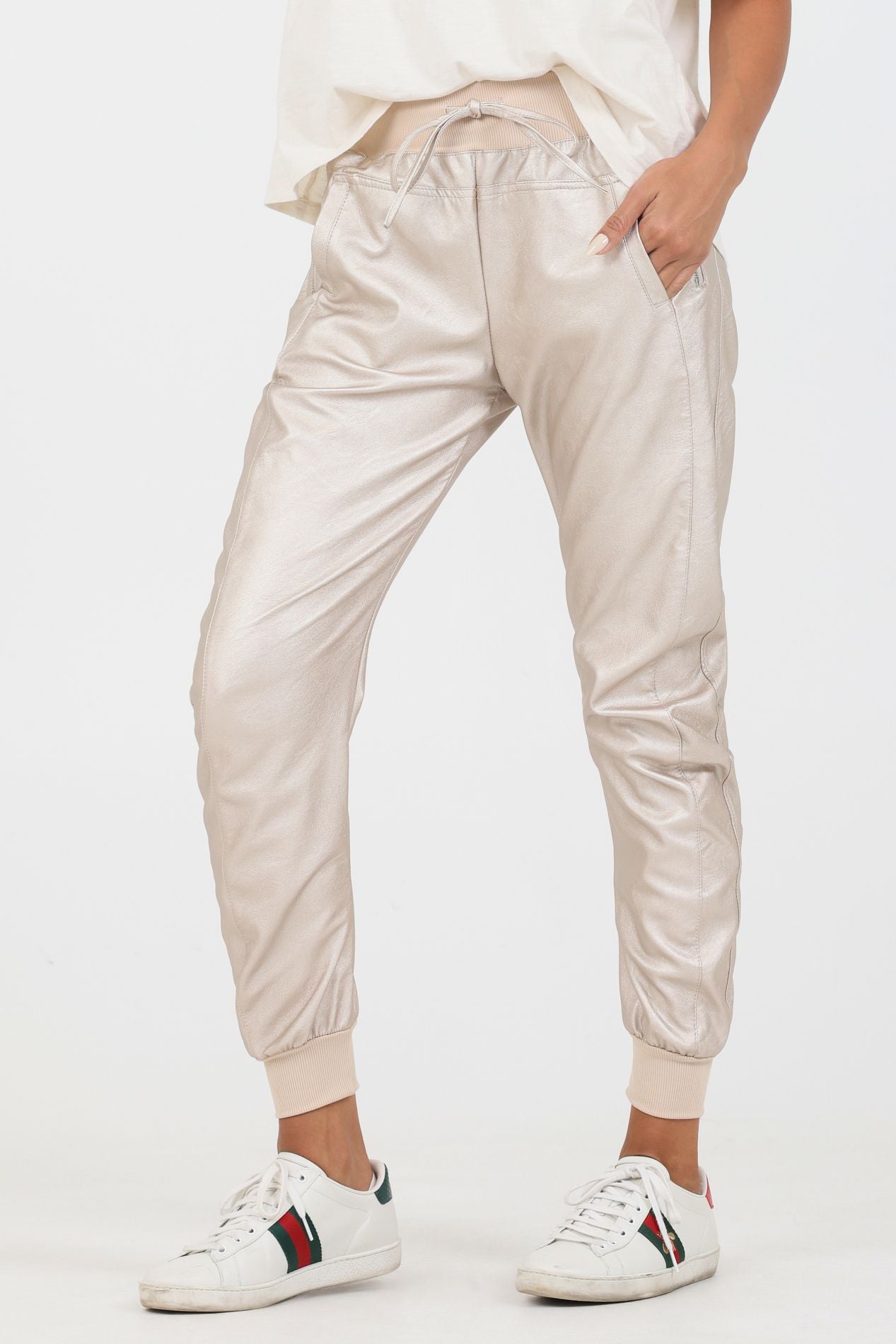 Faux Leather Gold Metallic Ultimate Jogger