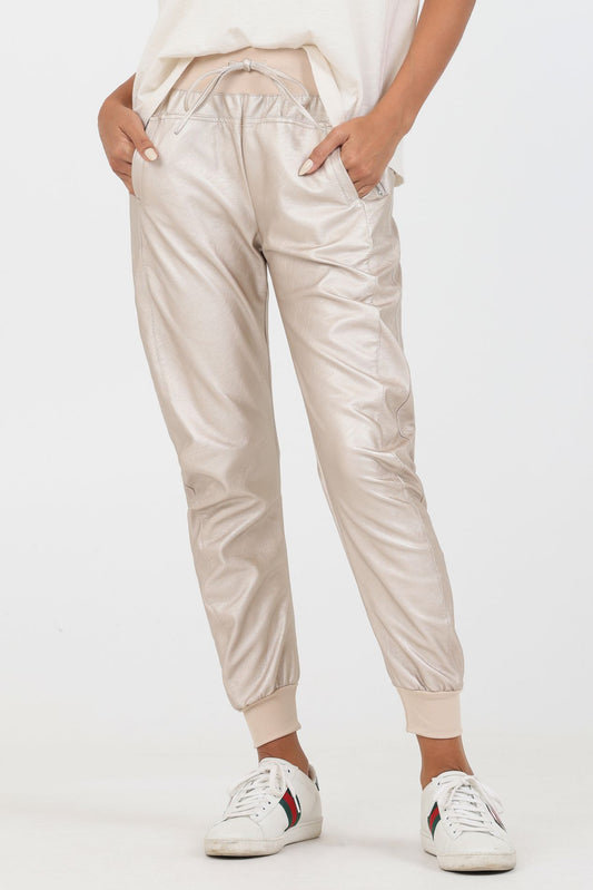 Faux Leather Gold Metallic Ultimate Jogger