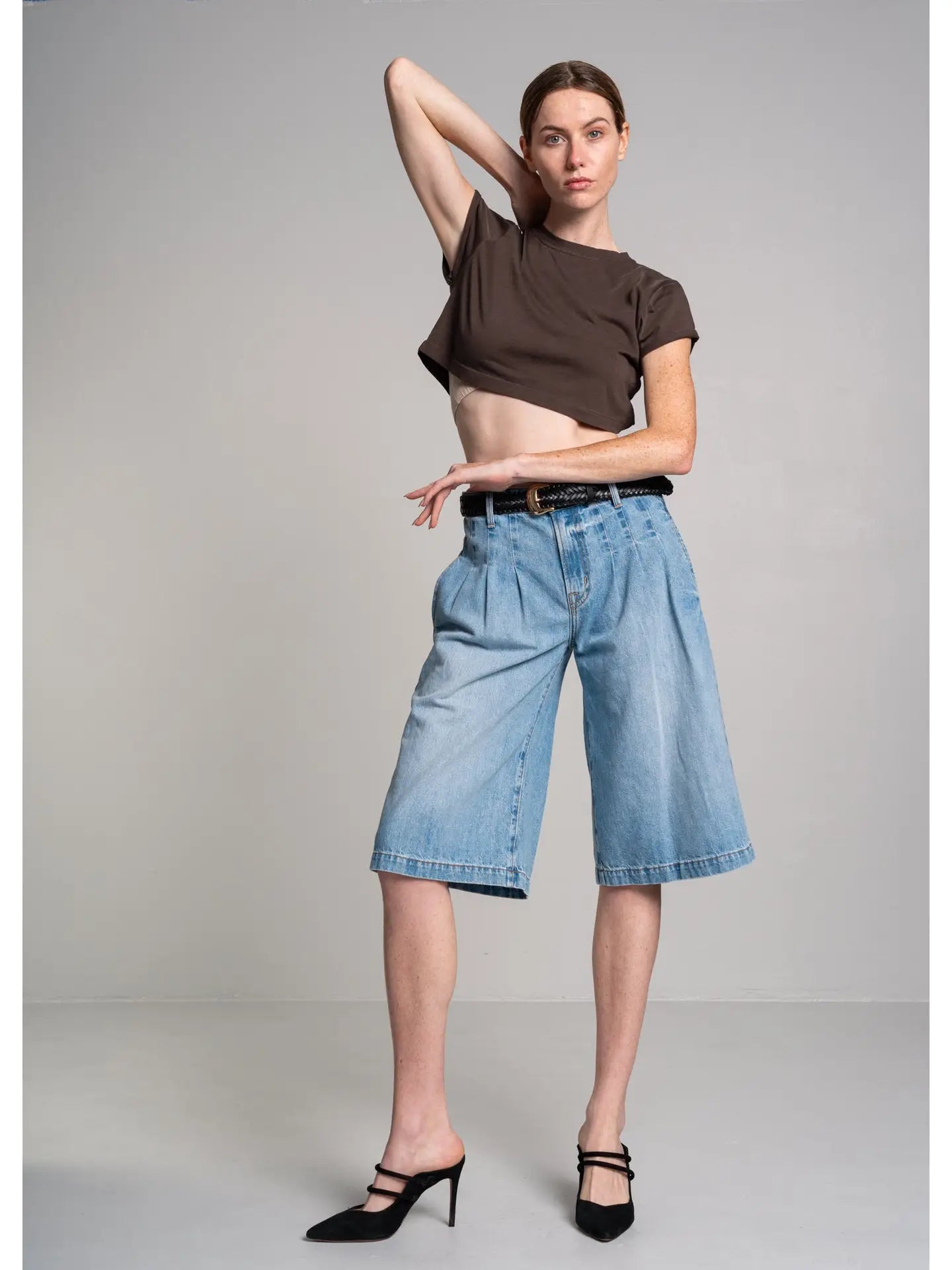 Sadie Pleated Denim Jorts