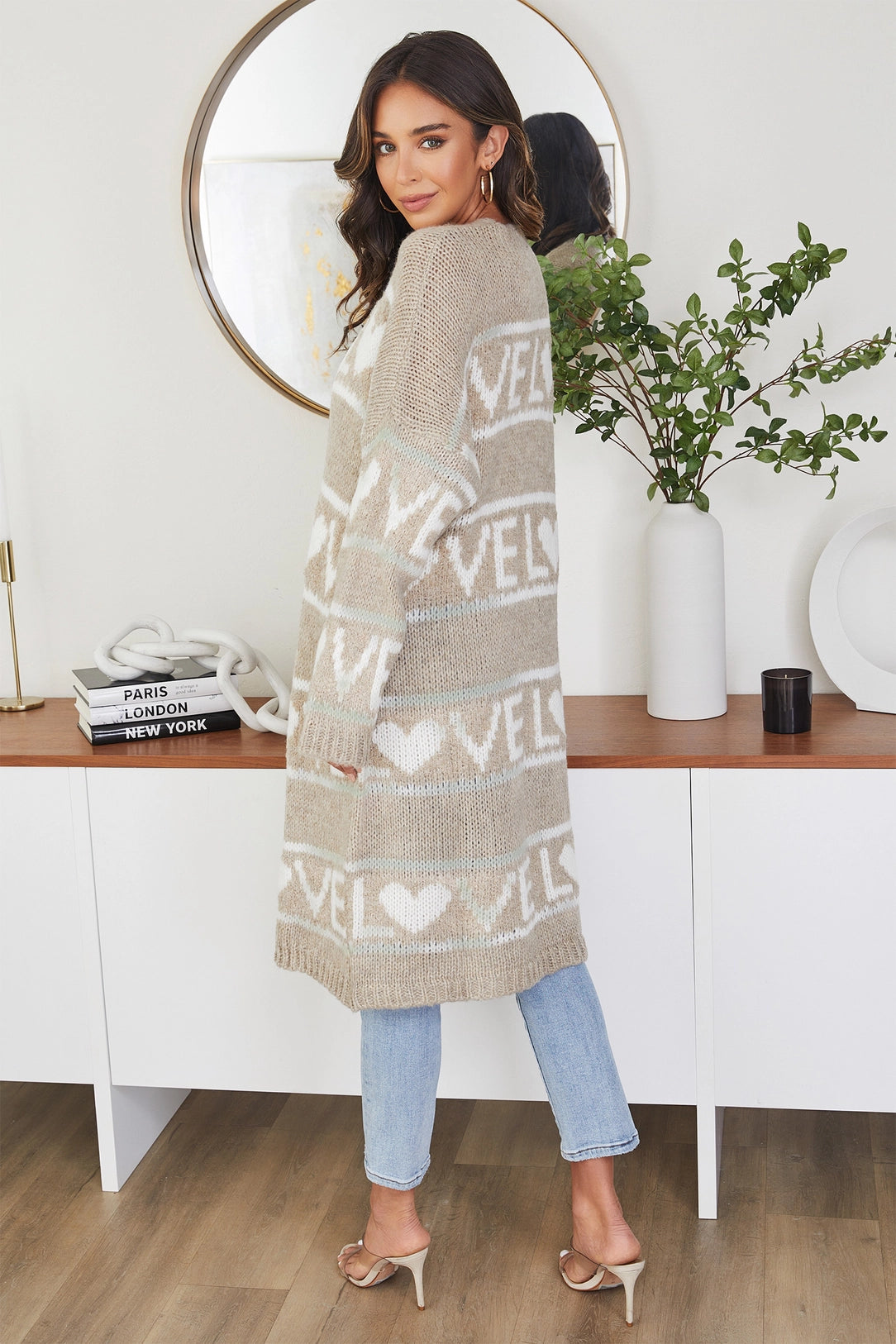 Knit Jacquard "Love" Cardigan Sweater