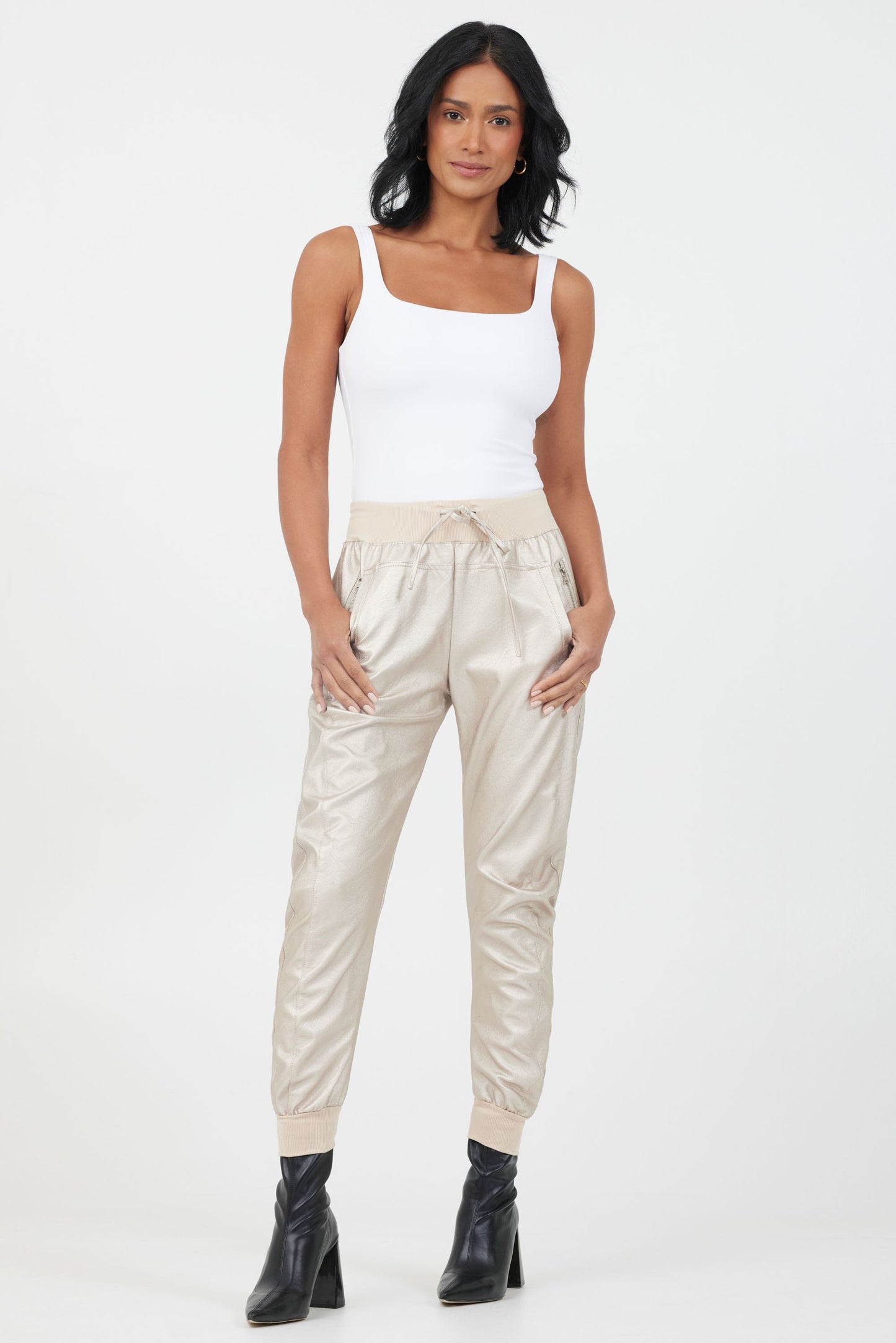 Faux Leather Gold Metallic Ultimate Jogger