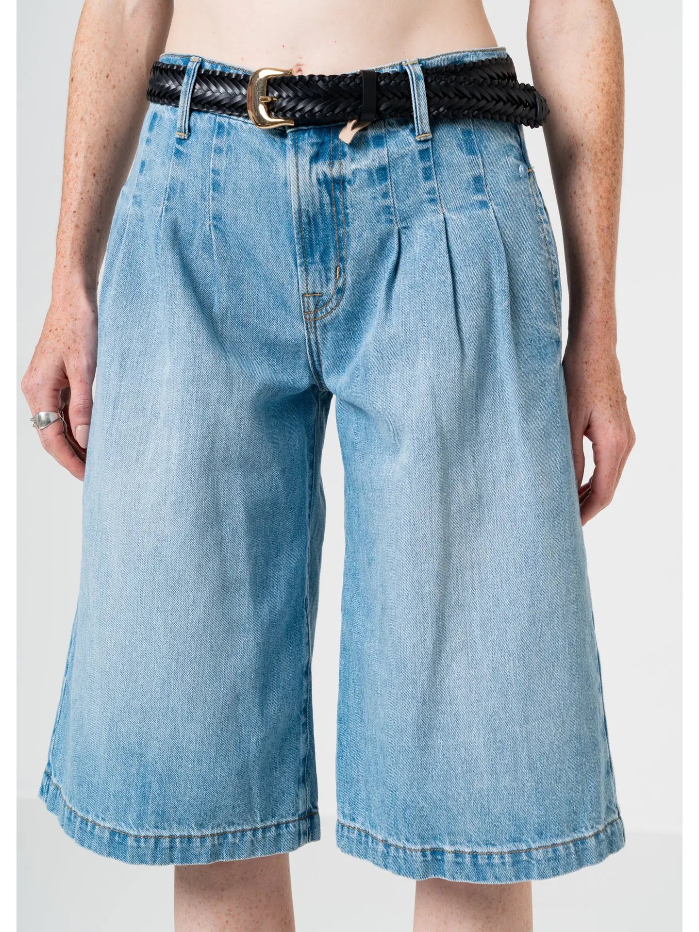 Sadie Pleated Denim Jorts