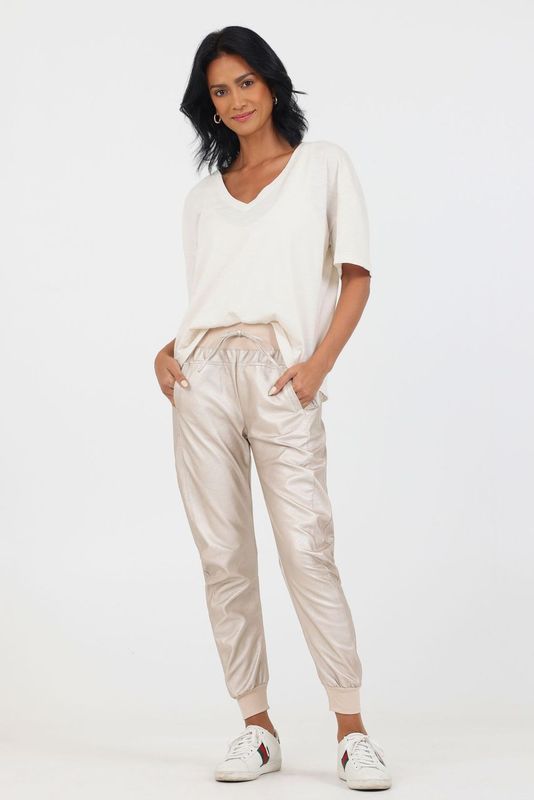 Faux Leather Gold Metallic Ultimate Jogger