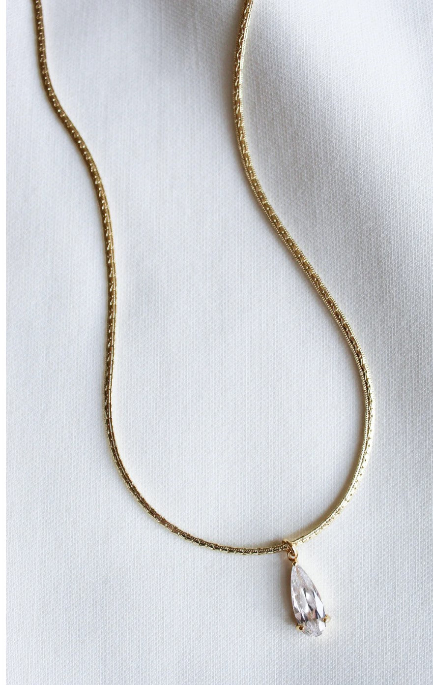 Charlotte Gold Drop Necklace with CZ