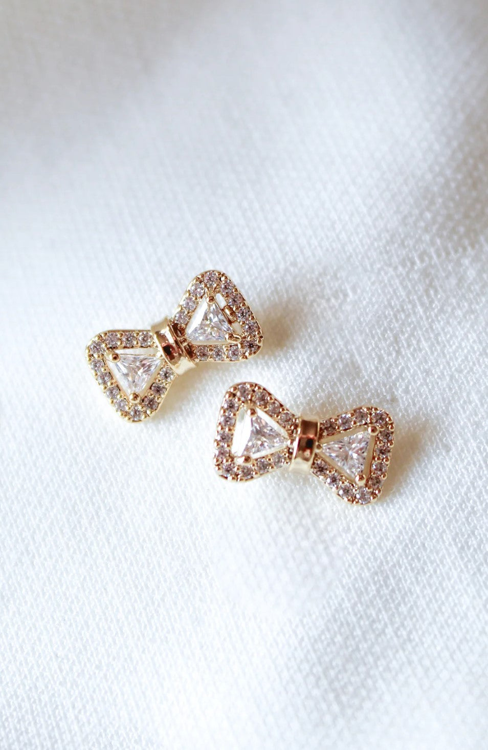 Zoe Gold Bowtie Stud with CZ