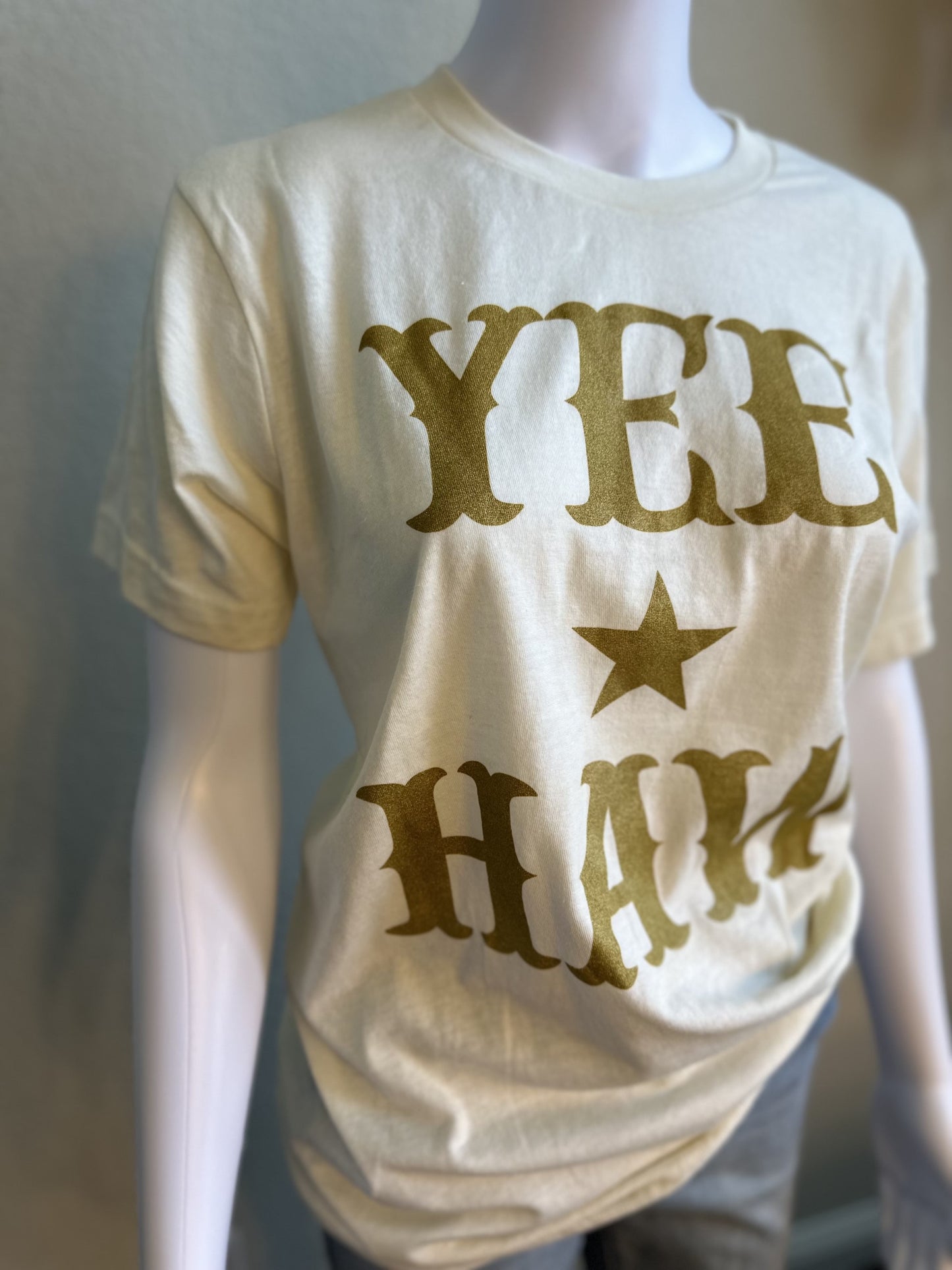 Short Sleeve Ivory/Gold YEE HAW T-Shirt