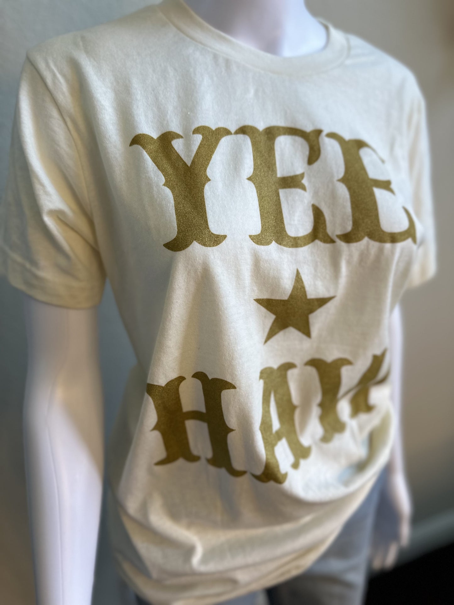 Short Sleeve Ivory/Gold YEE HAW T-Shirt