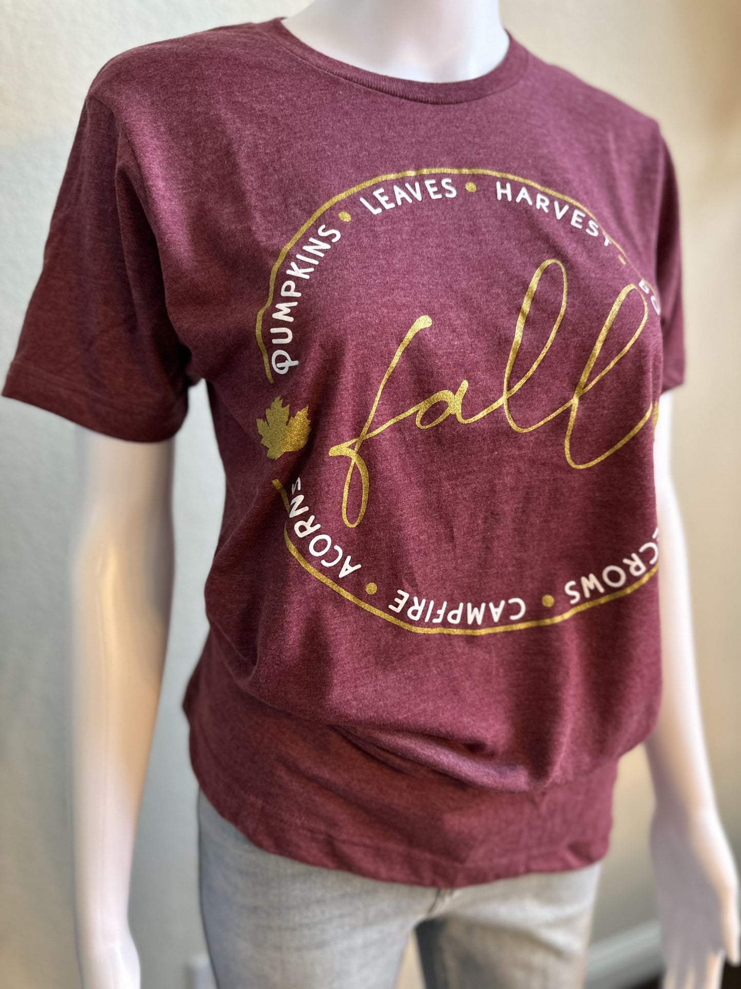 Short Sleeve Maroon/Gold FALL T-shirt