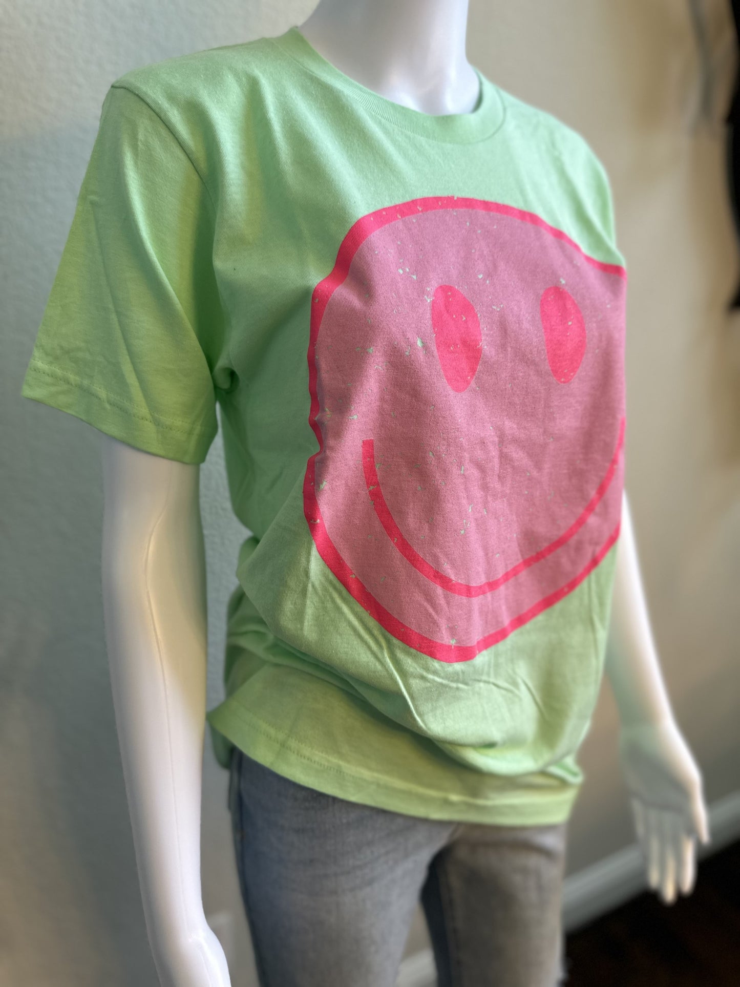 Short Sleeve Lime Green/Pink SMILE T-shirt