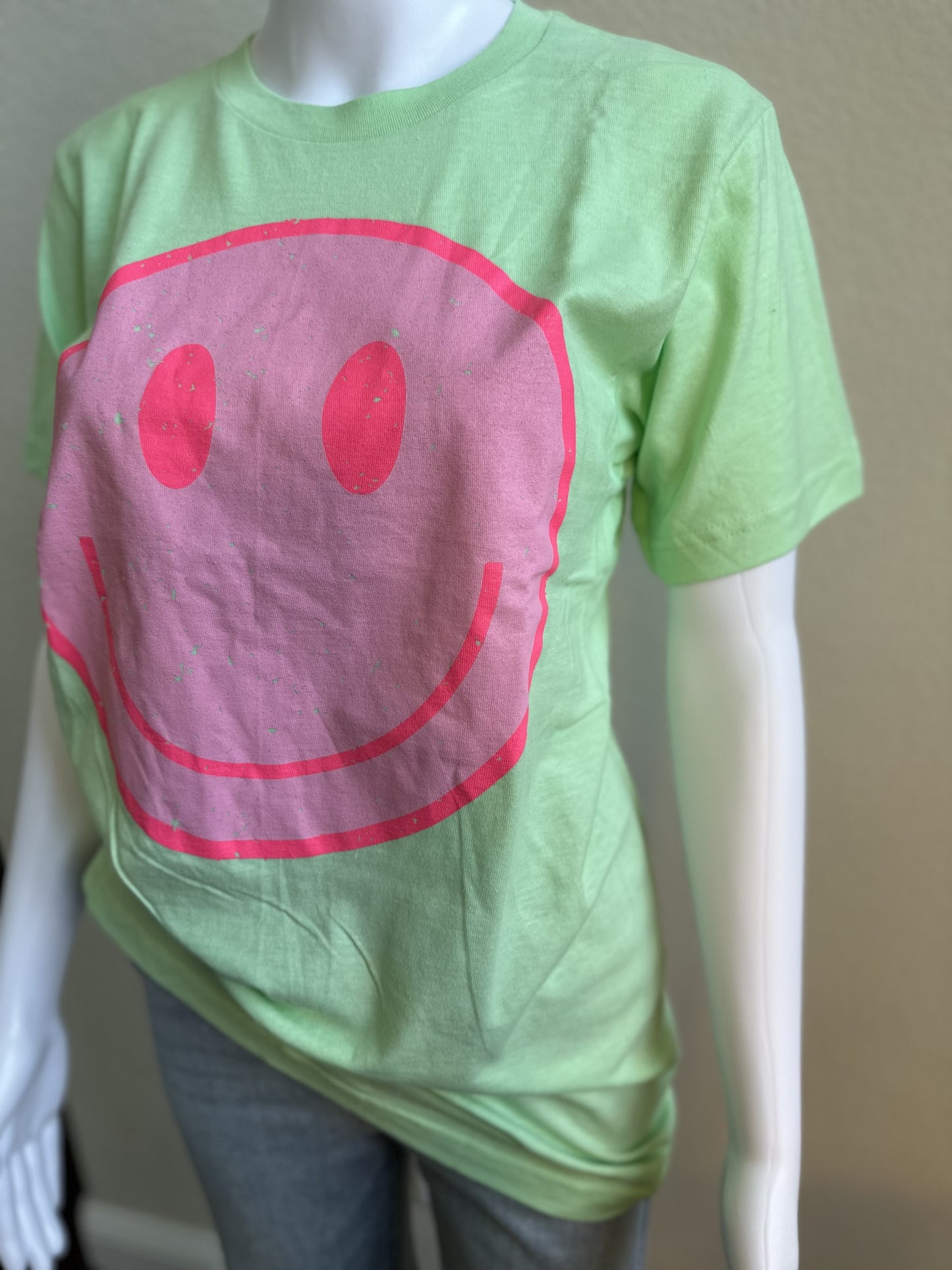 Short Sleeve Lime Green/Pink SMILE T-shirt