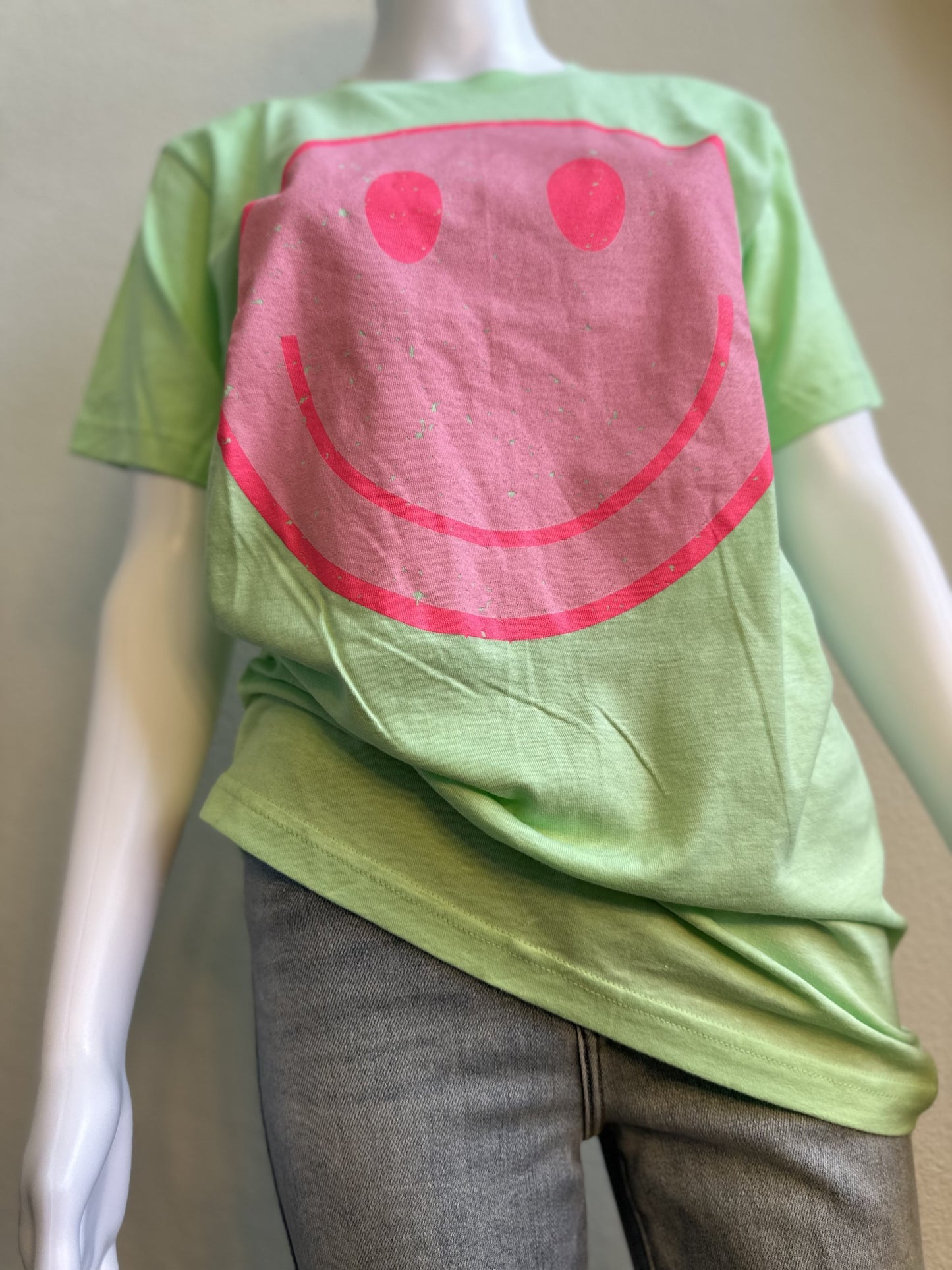 Short Sleeve Lime Green/Pink SMILE T-shirt