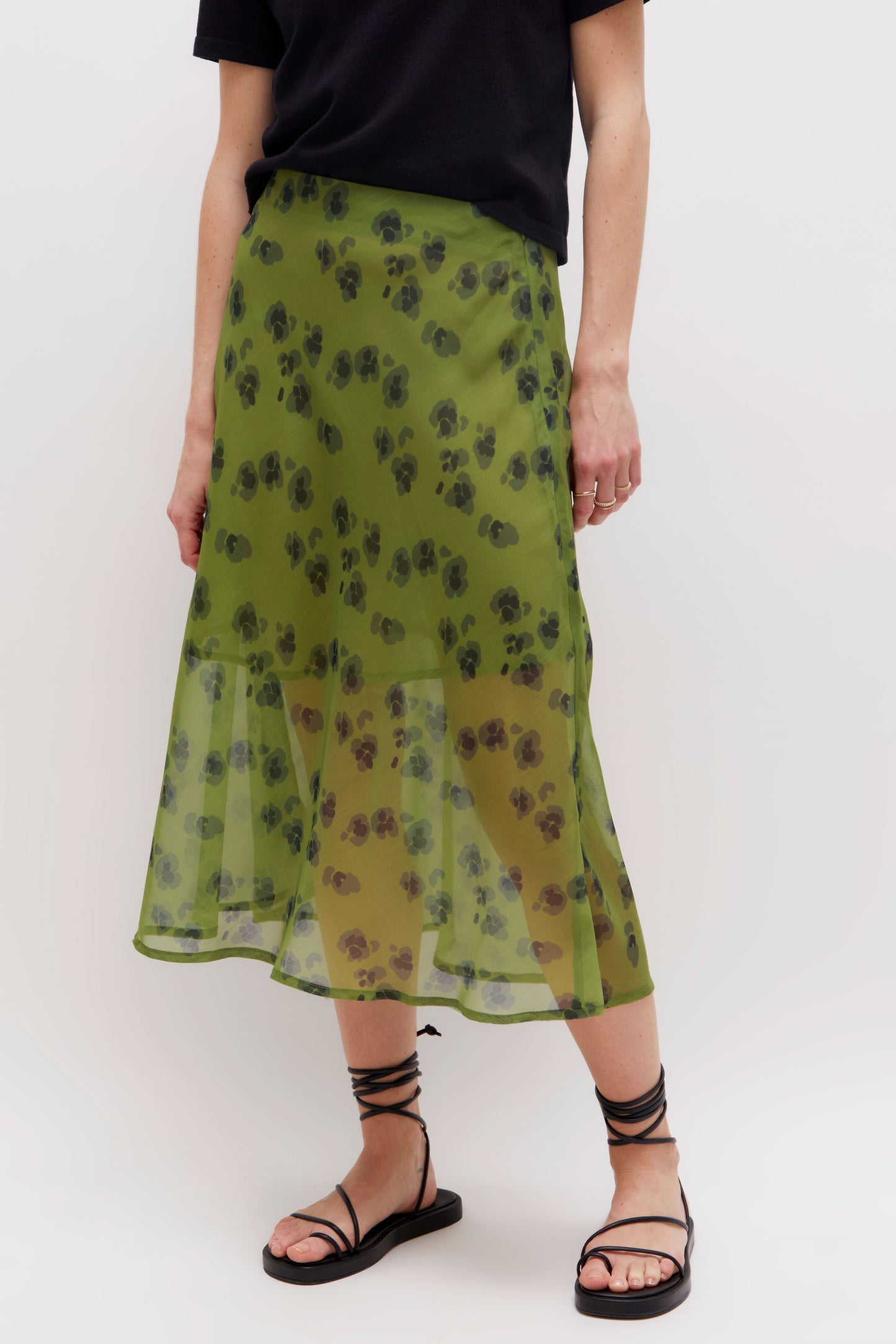 Green Sheer Overlay Skirt By Wild Pony