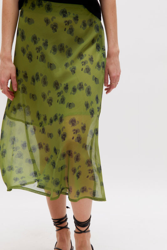 Green Sheer Overlay Skirt By Wild Pony