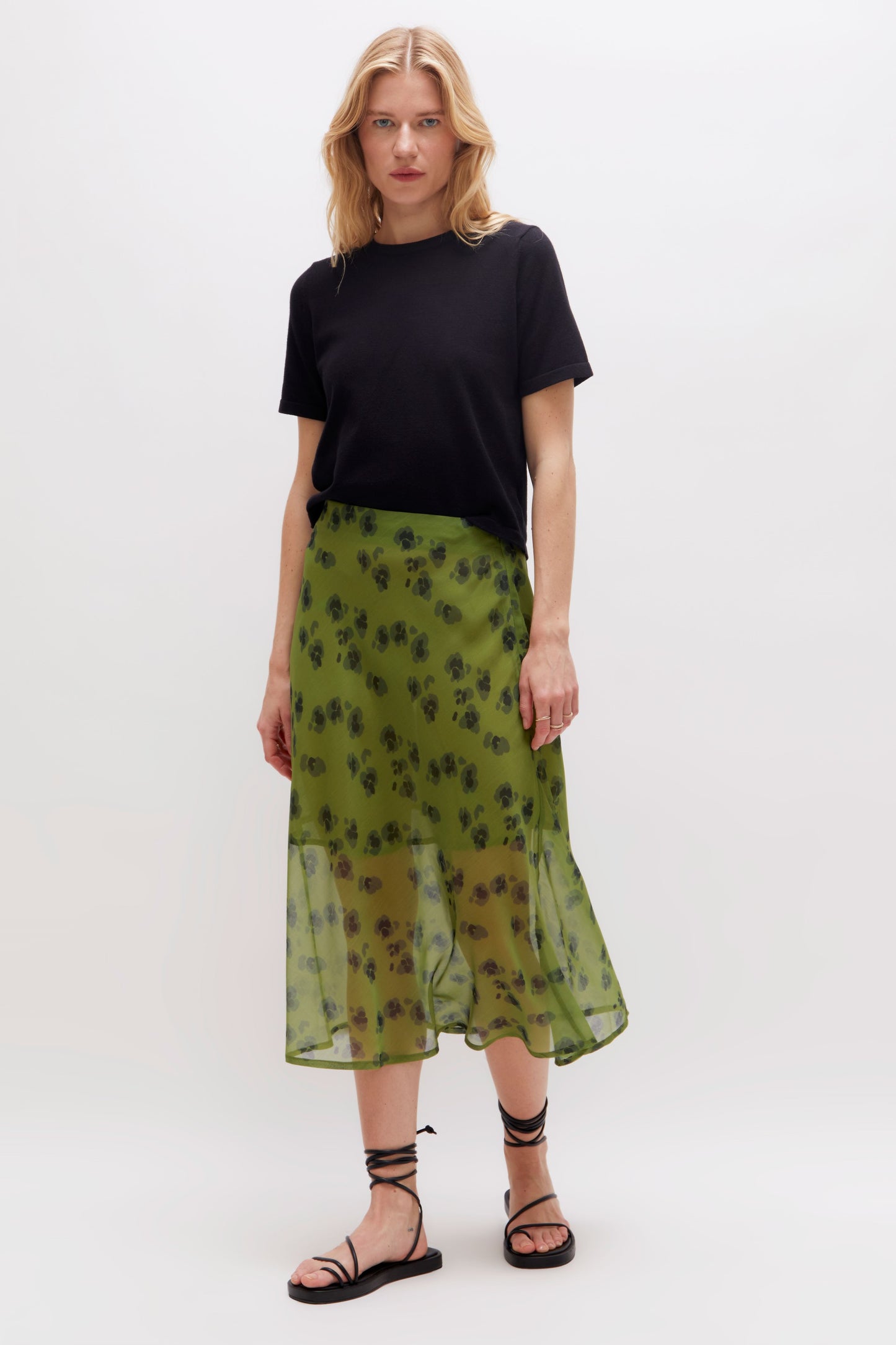 Green Sheer Overlay Skirt By Wild Pony