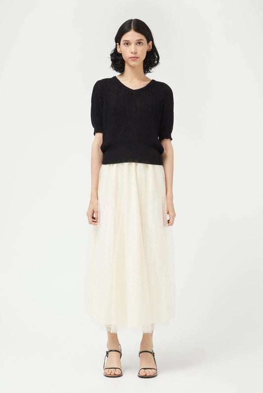 Cream Skirt with Polka Dot Tulle Overlay By Compania Fantastica