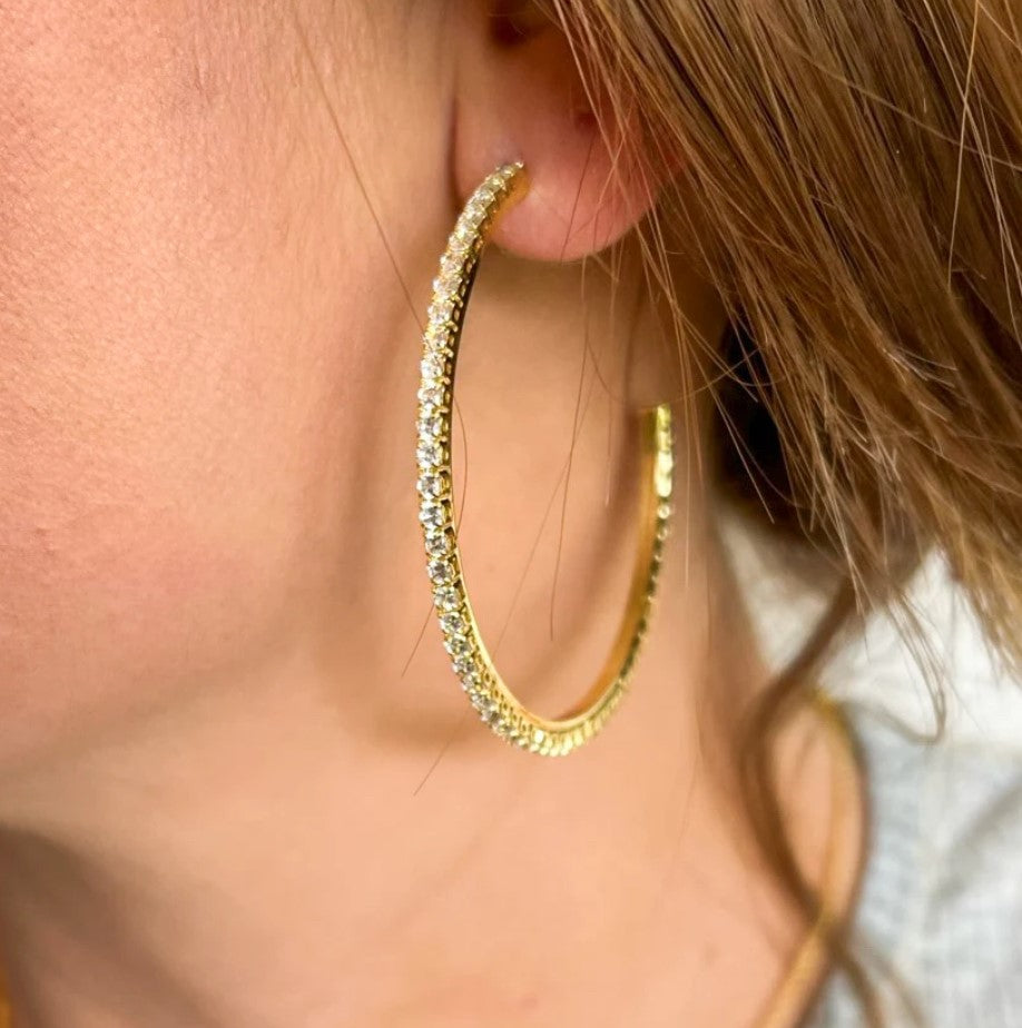 Gold Blaze Hoops with CZ