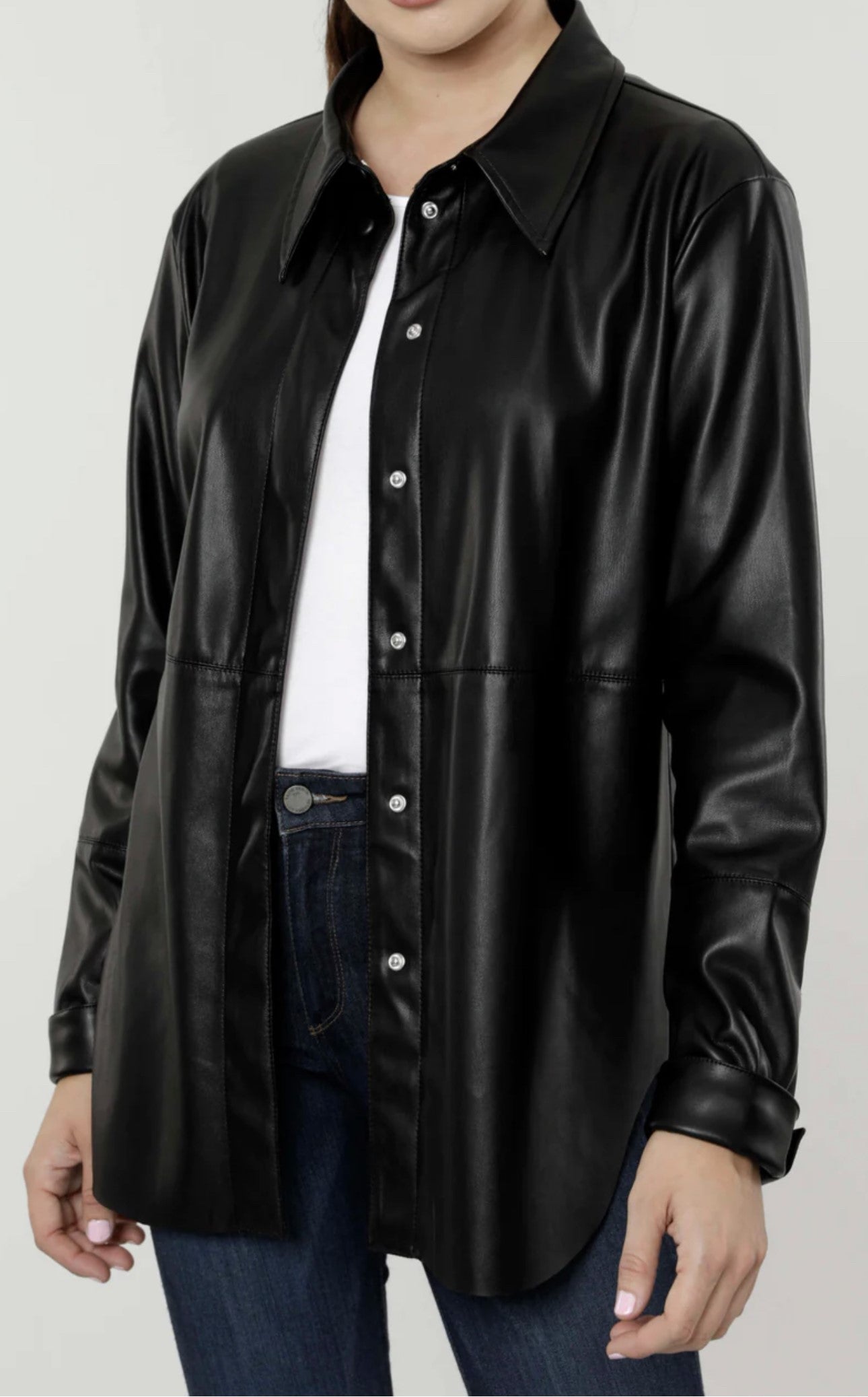 Black Vegan Leather Shirt