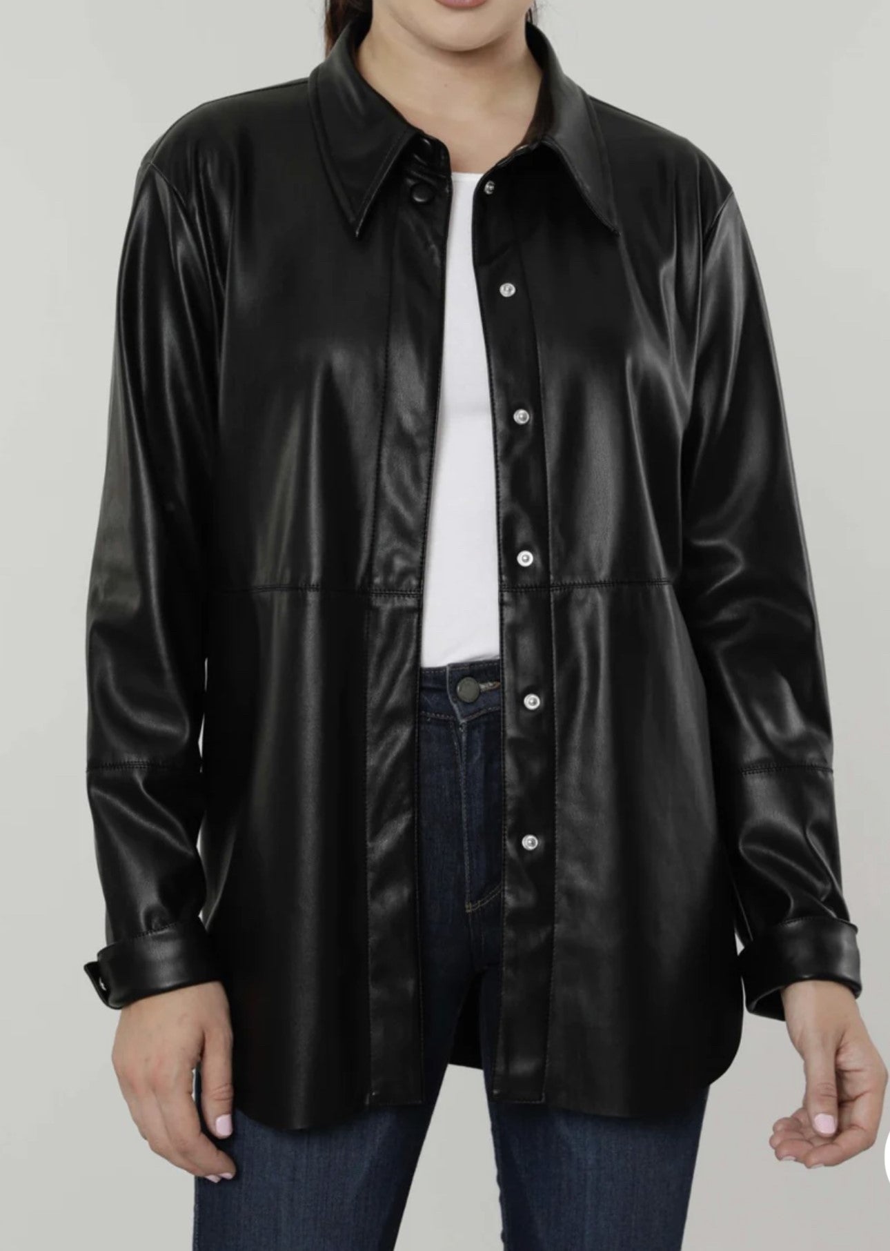 Black Vegan Leather Shirt