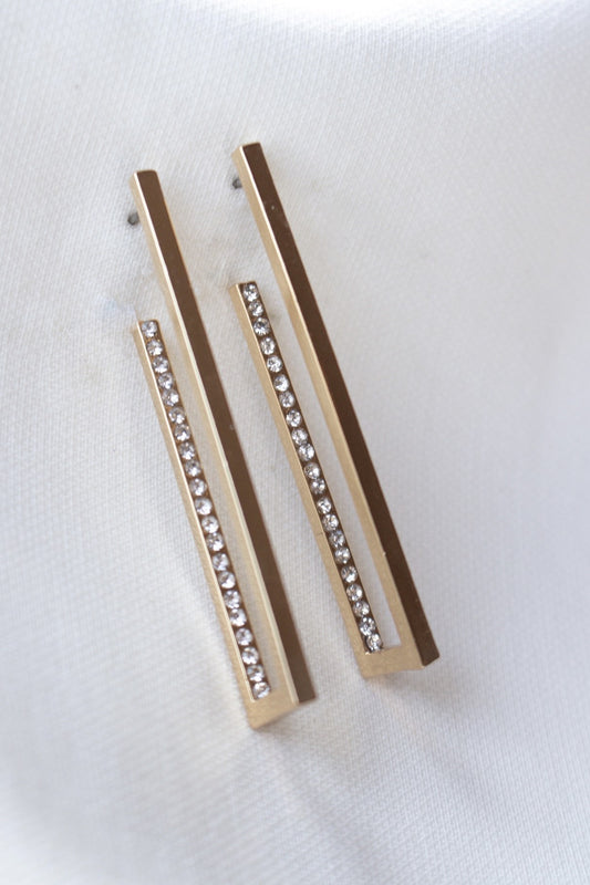 Gold Rectangle Hoops with Inside CZ
