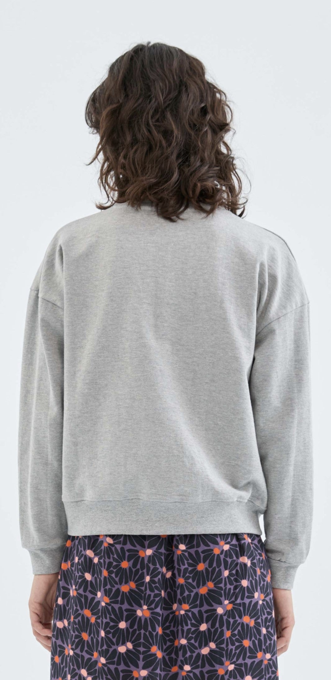 Grey Sweatshirt with Stitching Detail