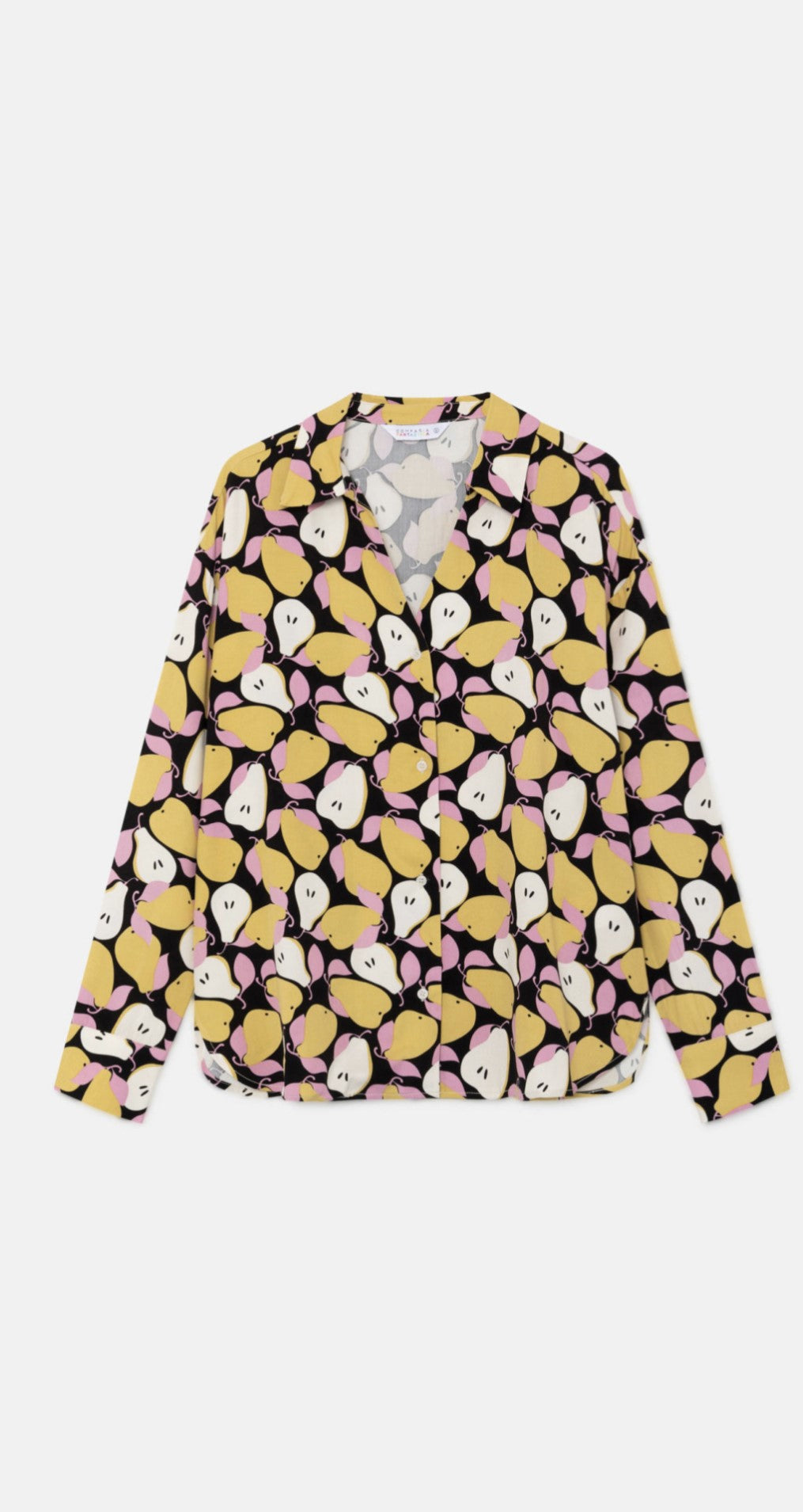 Long Sleeve Button Up with Pear Print