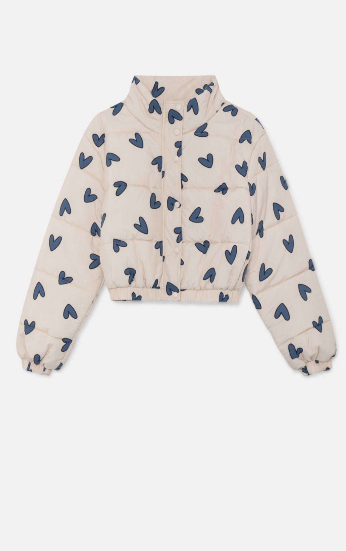Creme Coat with Blue Hearts