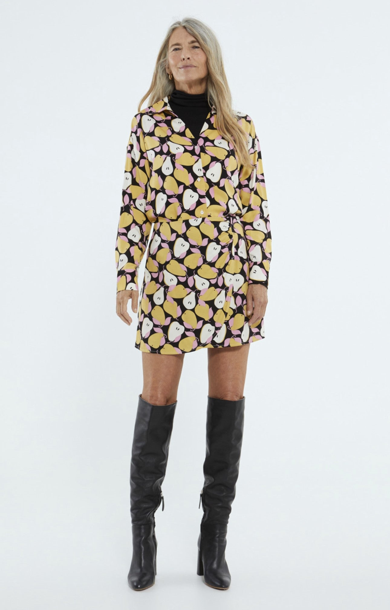 Long Sleeve Button Up with Pear Print