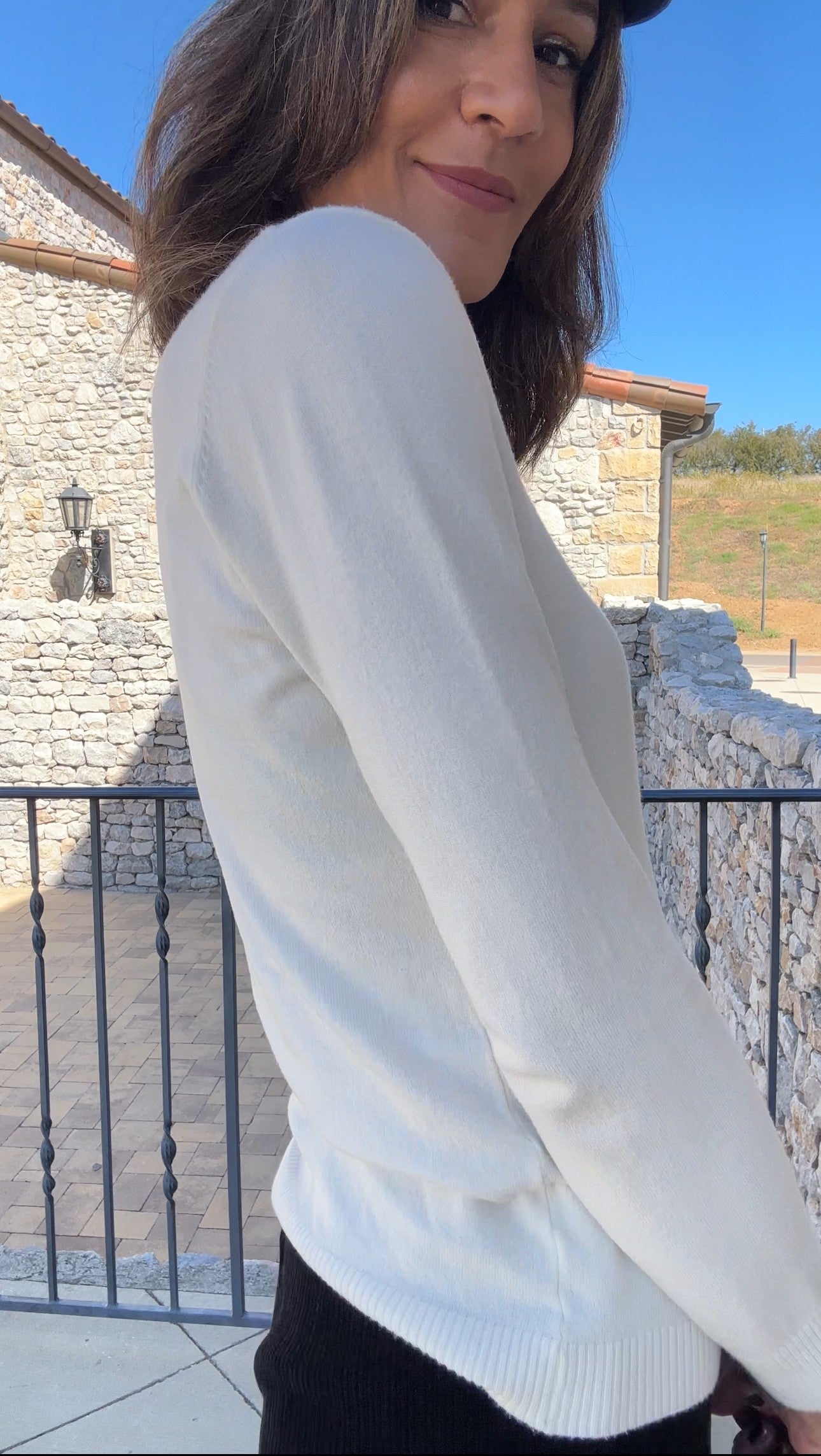 Winter White Knit Long Sleeve Crew Top