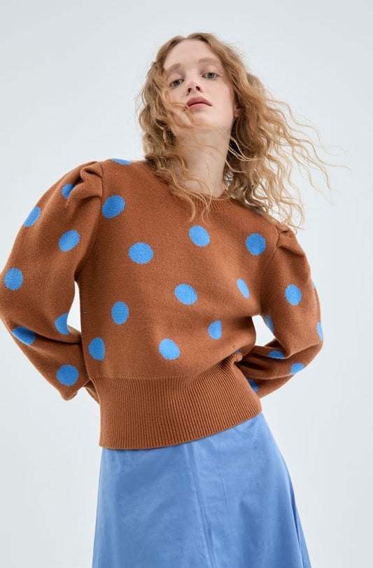 Brown/Blue Polka Dot Sweater