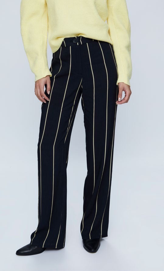 Wild Pony, Spain designers, black & gold striped trousers, black & gold striped pants, work pants, business pants, designer trousers, Wild Pony pants, Wild Pony striped pants