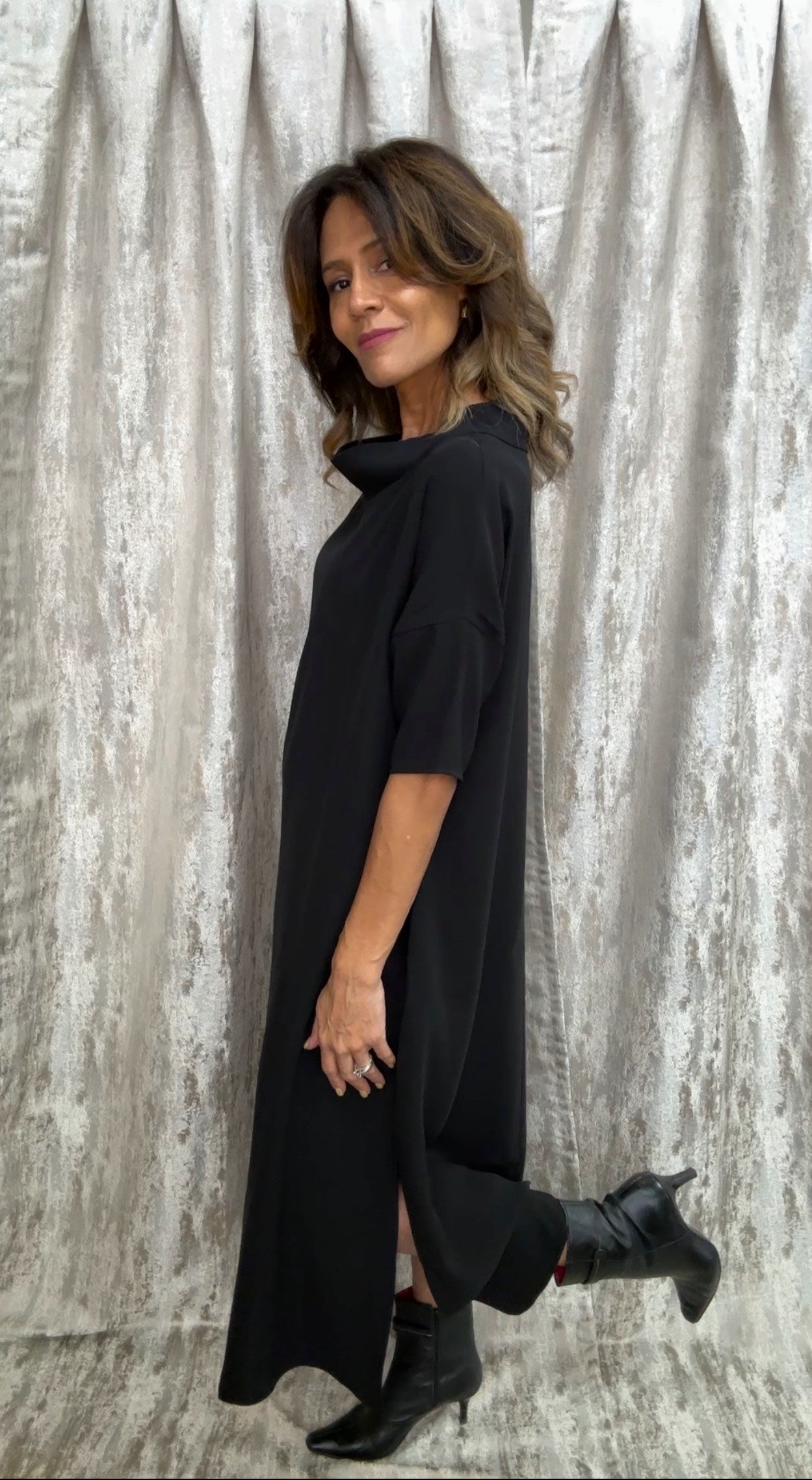 Black Audrey Cowl Neck Maxi Dress