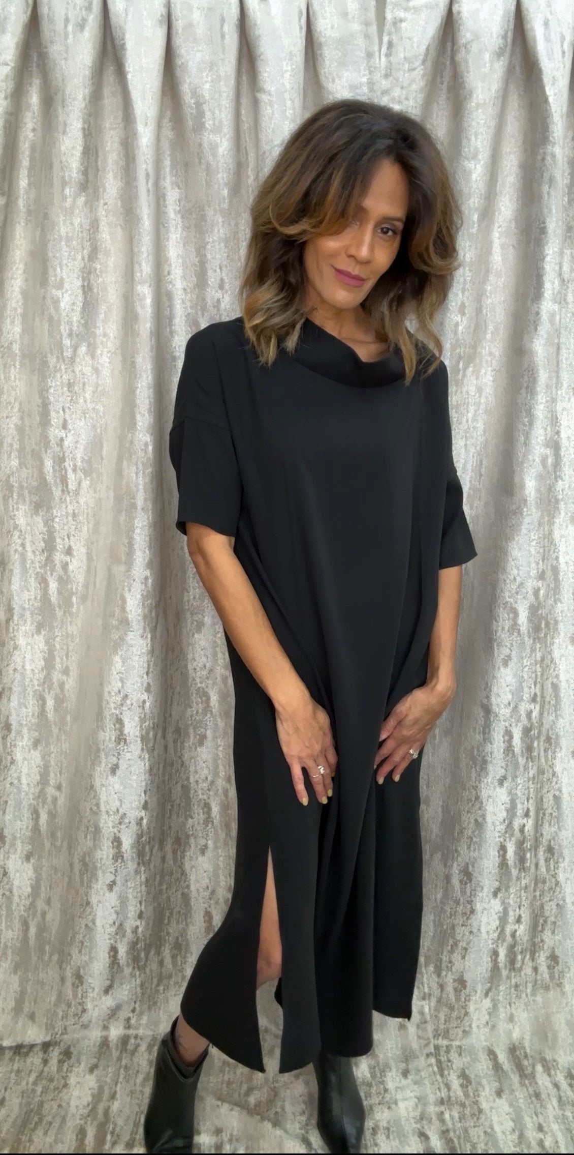 Black Audrey Cowl Neck Maxi Dress