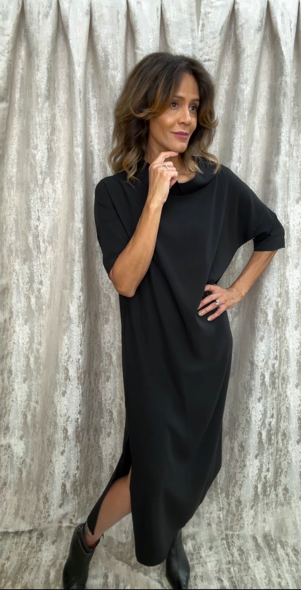 Black Audrey Cowl Neck Maxi Dress