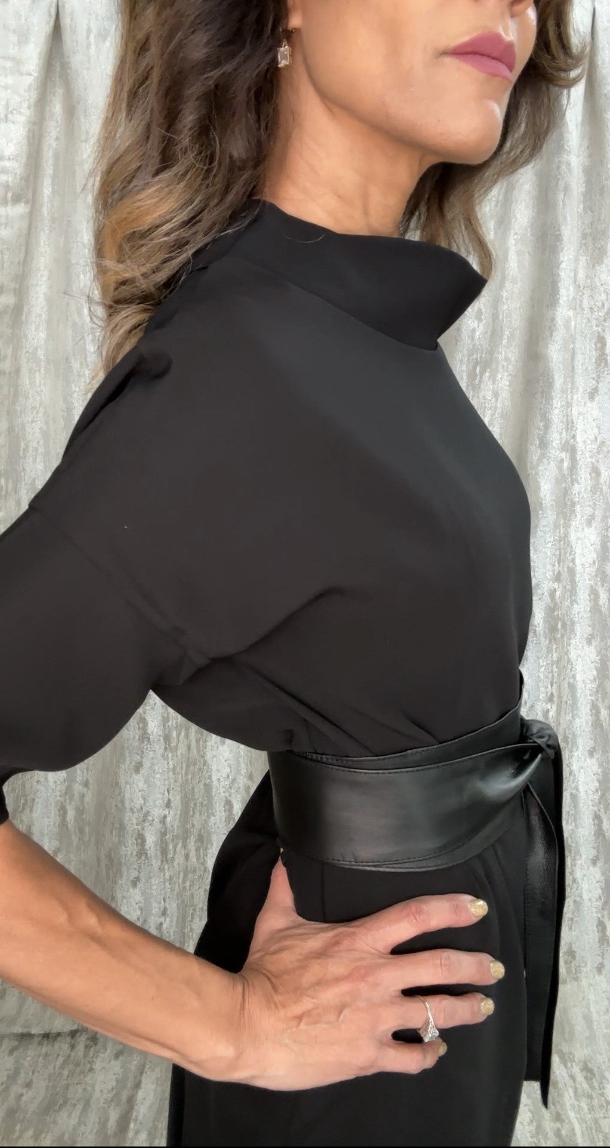 Olivia Black Leather Wrap Belt
