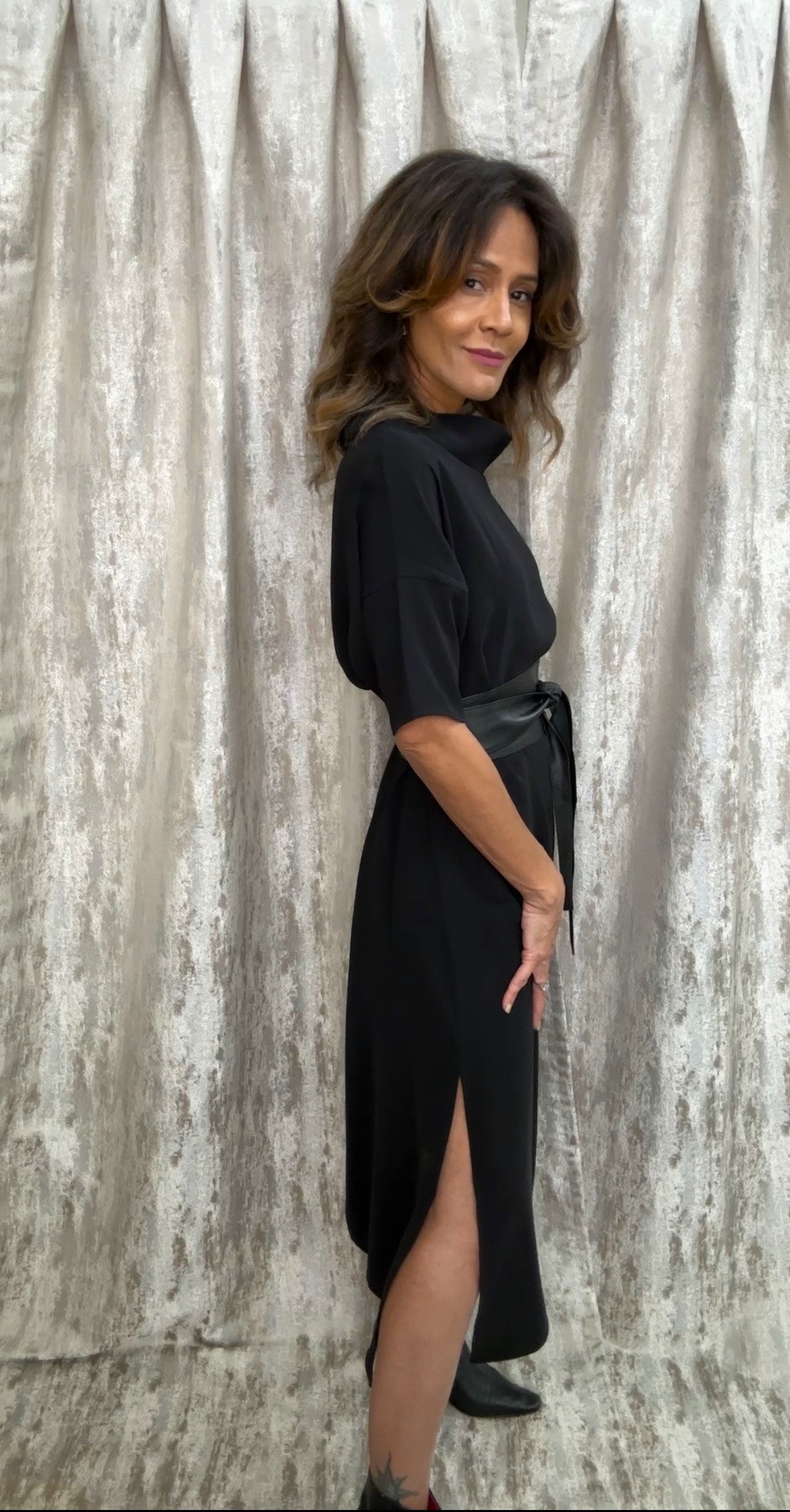 Black Audrey Cowl Neck Maxi Dress