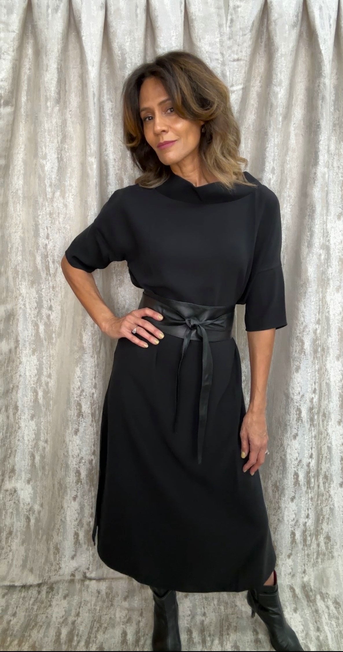 Black Audrey Cowl Neck Maxi Dress