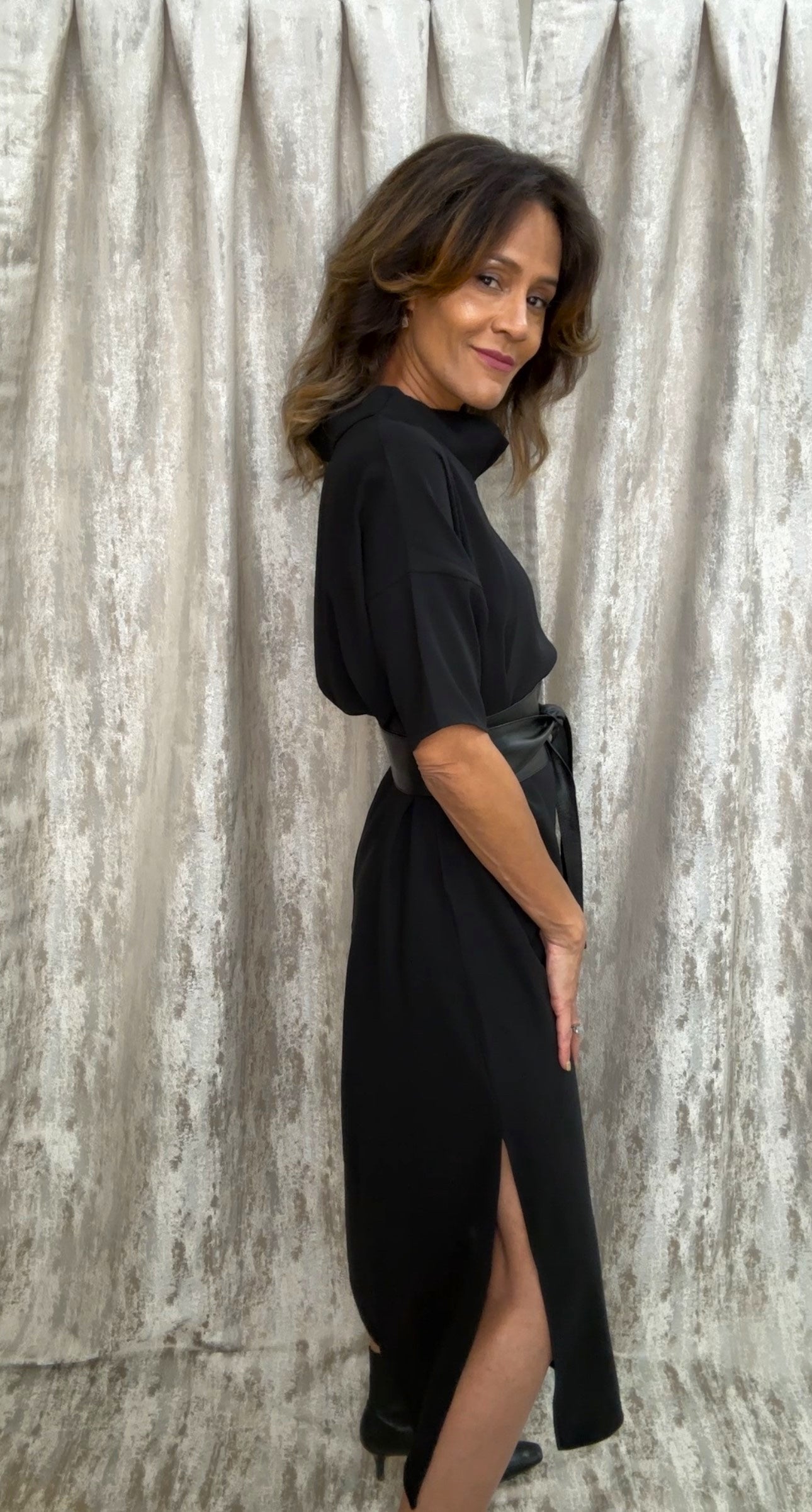 Black Audrey Cowl Neck Maxi Dress