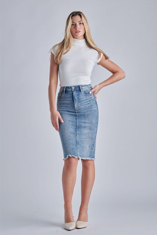 Good american 2024 denim pencil skirt