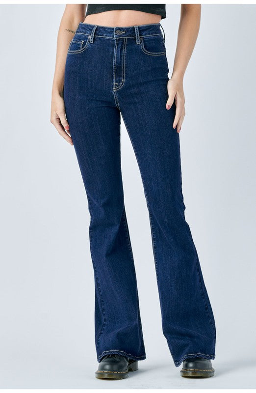flare jeans, hidden jeans, hidden, long jeans, 33" inseam, stretch jeans, dark jean
